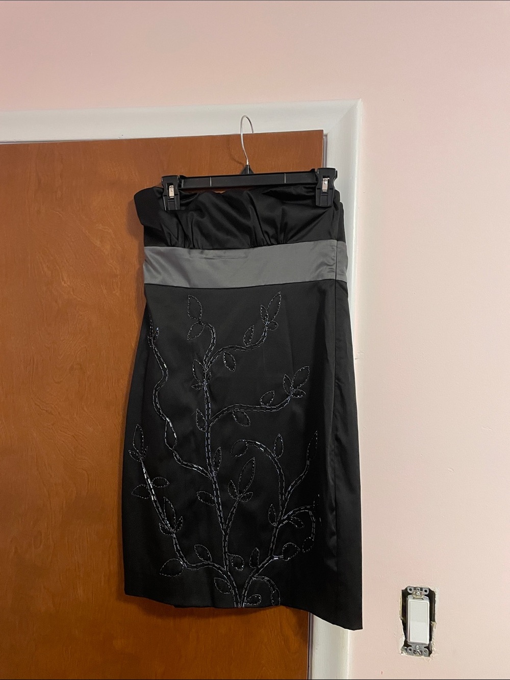 Satin strapless beaded dress